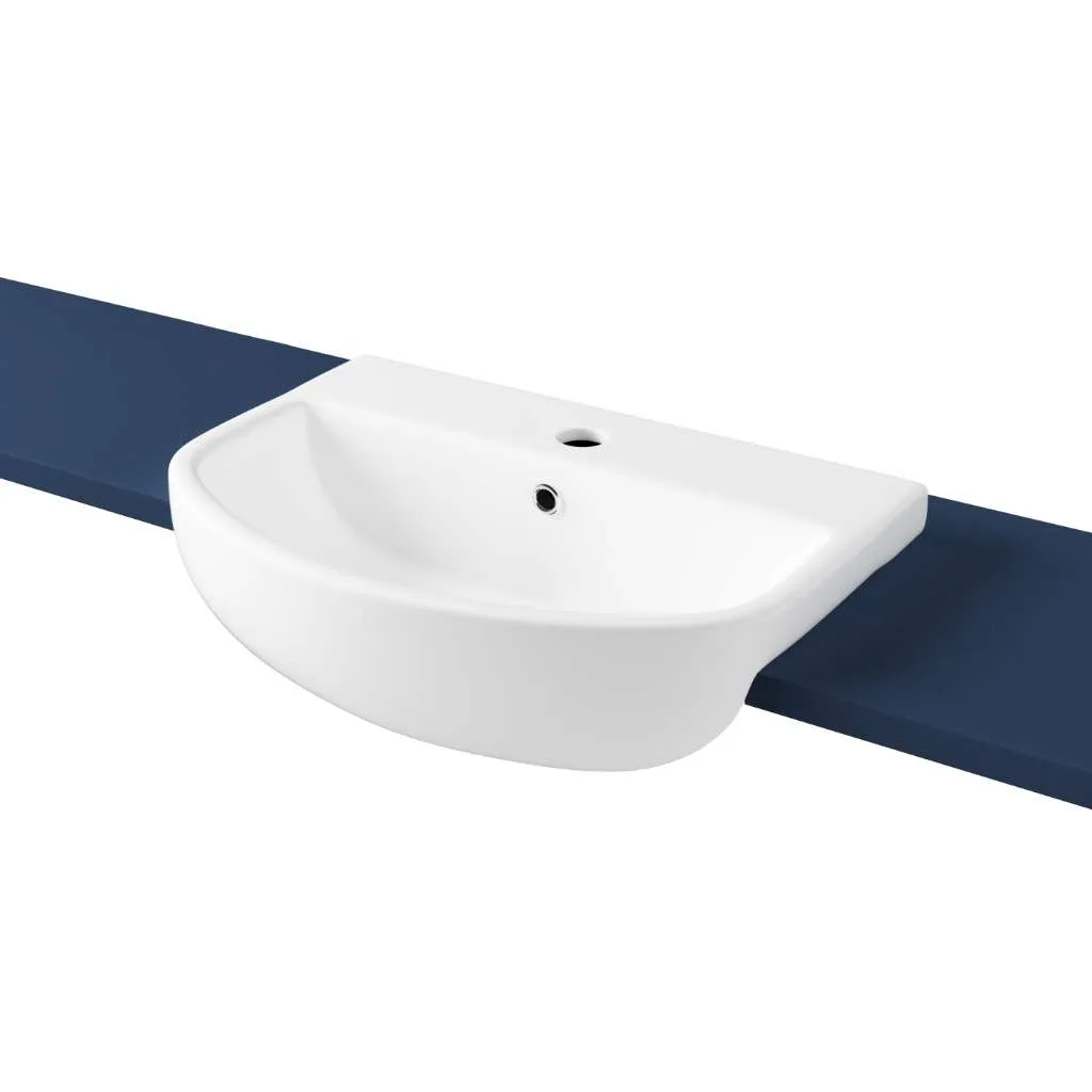 Semi-recessed basin - 50cm round bowl - 1 Tap hole