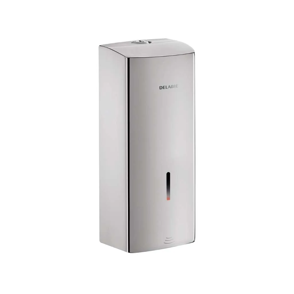 Delabie Wall mounted electronic soap dispenser, 1 litre, Polished satin 304 stainless steel