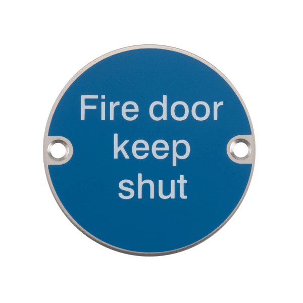 Fire Door Sign - Stainless Steel with Blue finish - Washroom Warehouse