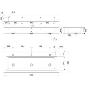 Mineralcast composite wash trough diagram