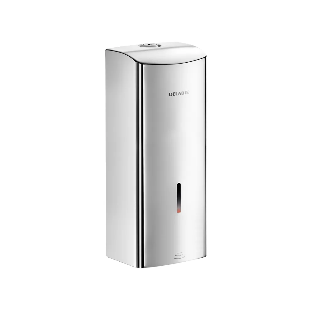 Delabie Wall mounted electronic soap dispenser, 1 litre, Bright polished 304 stainless steel